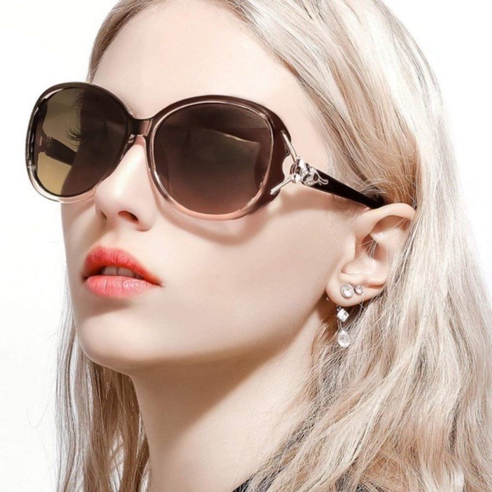 Brown & Gold Oversized Sunglasses Nwt - Picture 5 of 5